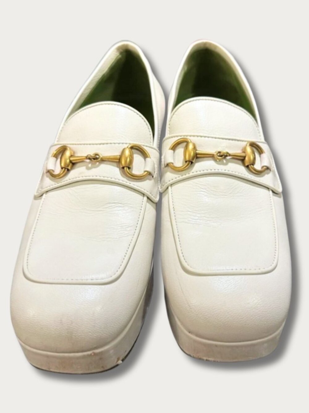 Gucci Horsebit Platform Loafers Ivory Leather EU 42 / US 9.5